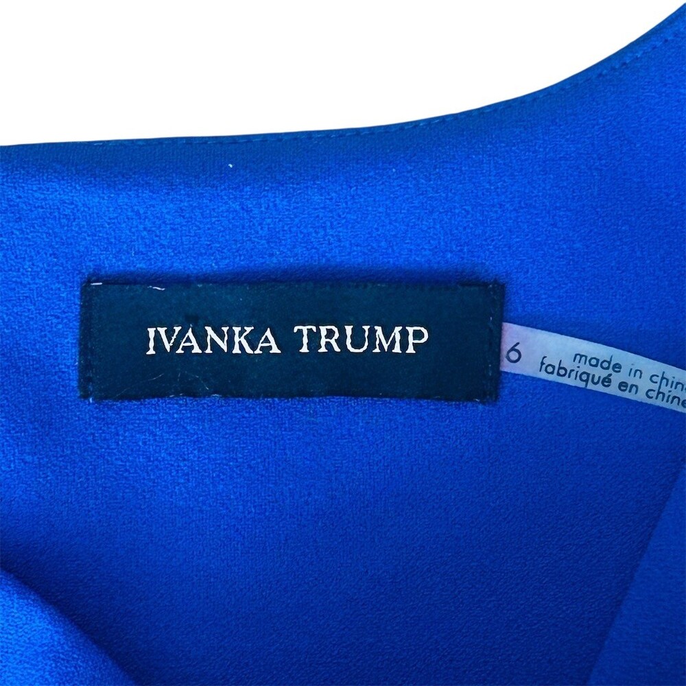 Ivanka Trump Dress Womens 6 Blue Sleeveless Sheath Ruched Knee Length - Picture 3 of 8
